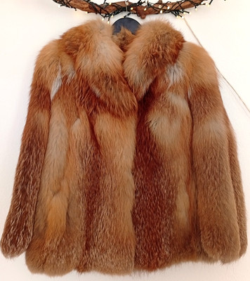 Echtpelz Rotfuchs Jacke Damen Vintage Size M/L Real Red Fox Fur German Furrier