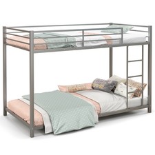 Metal Bunk Bed Low Profile Single Over Single Bunk Beds w/Ladder-Sliver