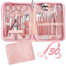 Complete 30 in 1 Manicure Set with Carbon Steel Tools - Perfect for All Ages