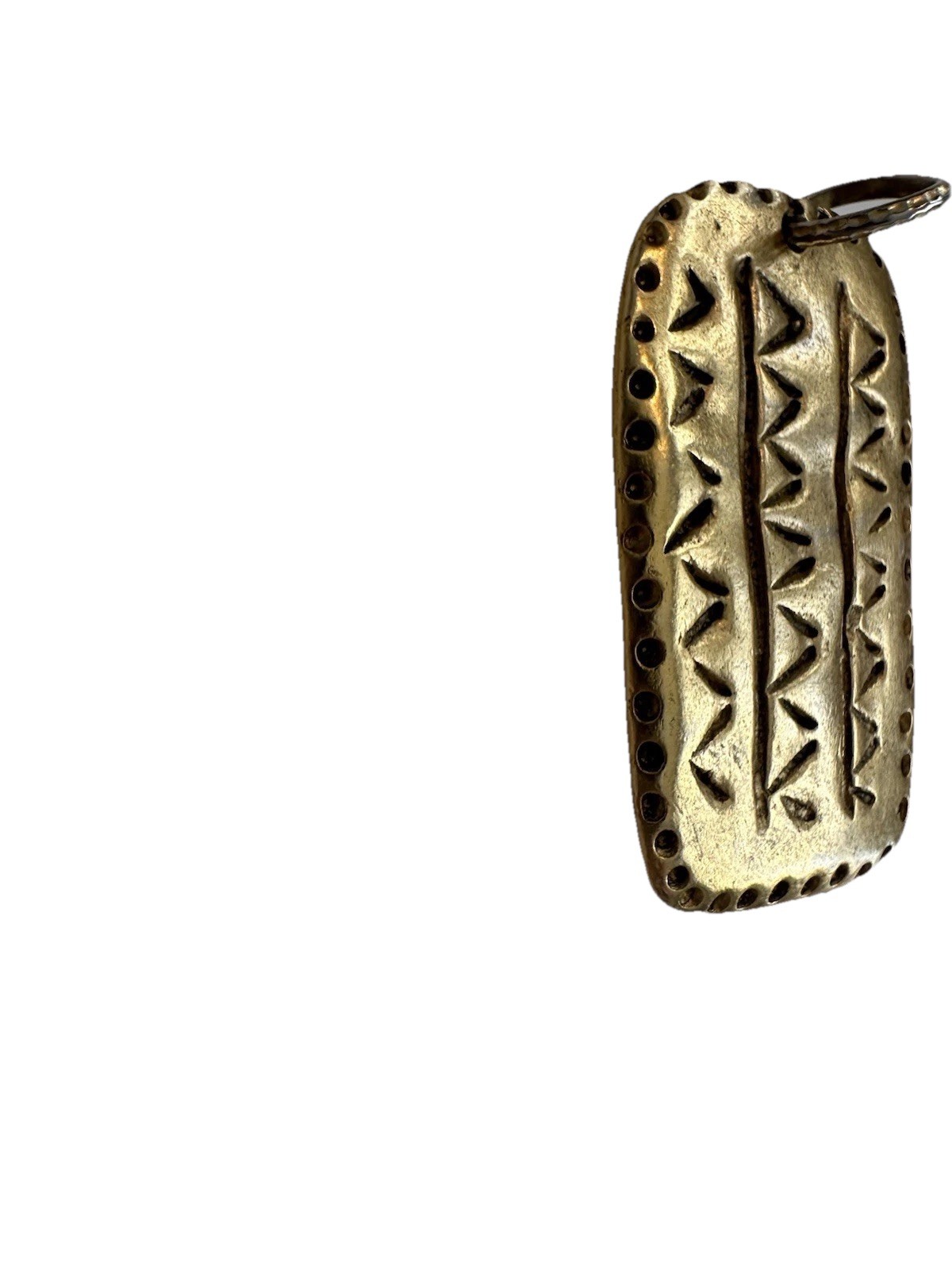 Vtg Aztec Inspired Gold Tone Rectangular Pendant … - image 2