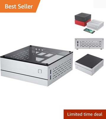 A01 Aluminum Mini-ITX HTPC Desktop Computer Chassis Sliver Tempered Glass