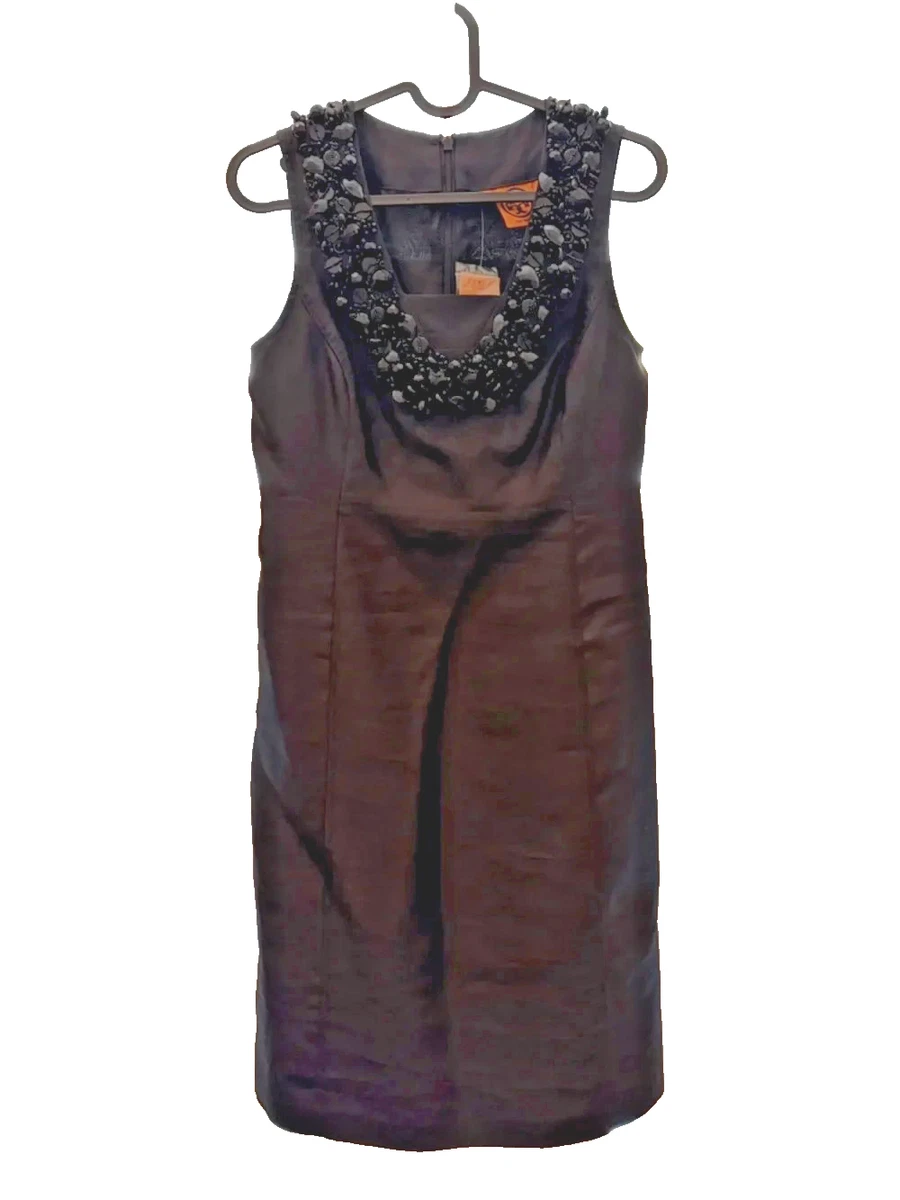 beaded tiered shift dress Metallic Beaded Floral Silk Shift Dress