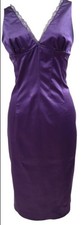 Dolce & Gabbana Cocktail Corset satin Purple dress V lace trim I44 M