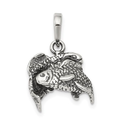 Sterling Silber Antik Fische Sternzeichen Anhänger 2,73 g