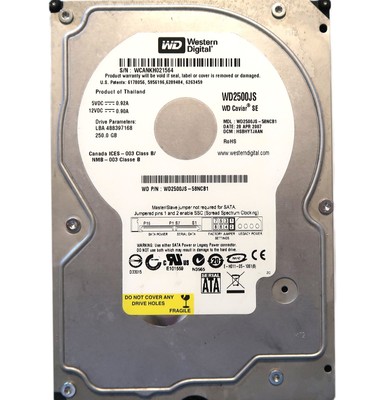 WD WD2500JS-58NCB1 DCM:HSBHYTJAAN (WCAN) 250gb Sata 3.5'' Thailand APR/2007
