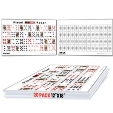 20 EZ2C Pistol Poker Paper targets for shooting. sheets of 52 random sorted play