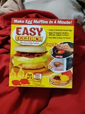 New NIB As Seen On Tv Easy Eggwich Microwave Egg Cooker Red and clear
