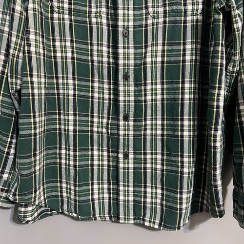 Vintage LL Bean Green Plaid Button Up Shirt Men's Sz L Long Sleeved Pockets - Picture 4 of 10