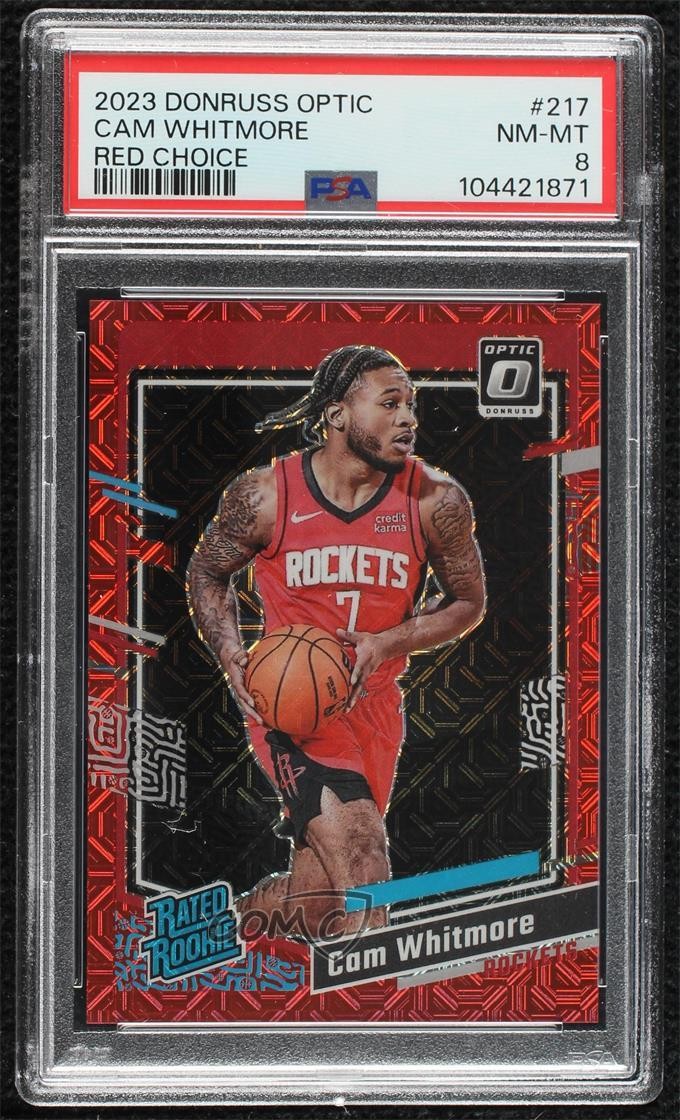 2023-24 Donruss Optic Rated Rookie Choice Red Prizm 7/88 Cam Whitmore PSA 8 14t3