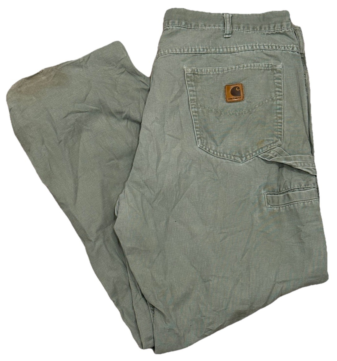 Carhartt Carpenter Pants 40x32 Loose Fit Work Pants B159 LDN Green Distressed