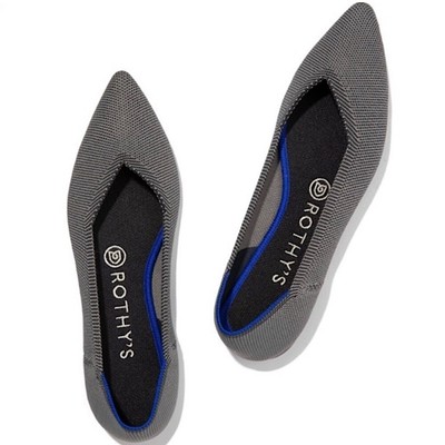 Rothy s The Point Pointed Toe Flat Cloud Grey Birdseye 10