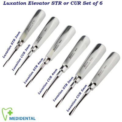 Dental Luxation Wurzelaufzüge STR & CUR 6ERer Set, Zahnlösepinzette Werkzeuge