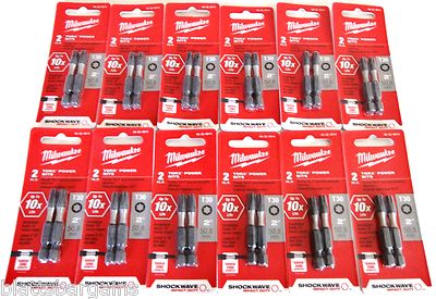 24 MILWAUKEE SHOCKWAVE 2'' IMPACT T30 TORX STAR MAGNETIC SCREW BITS 48-32-4914