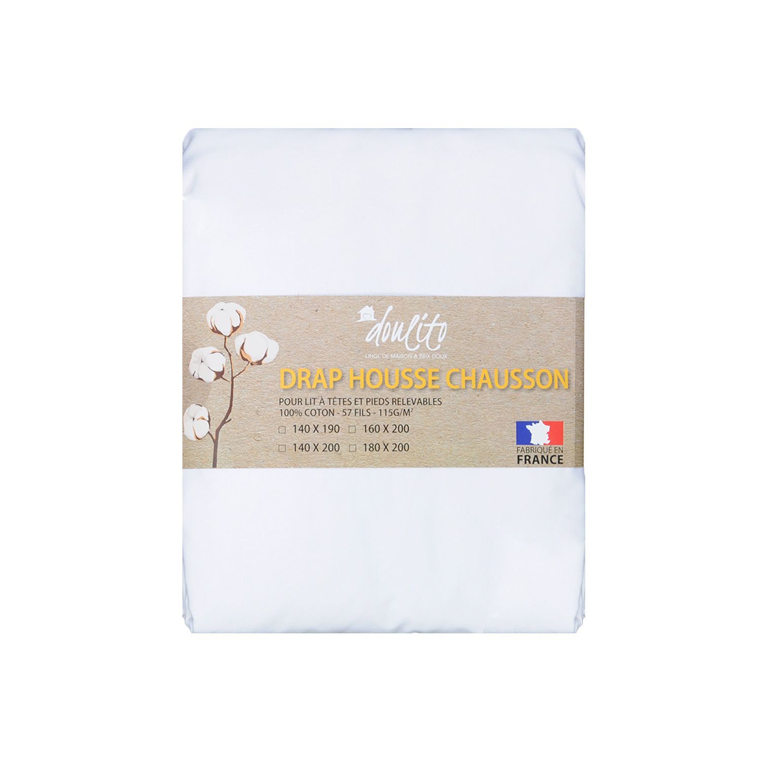Drap housse 160x200 cm lit électrique Doulito en coton pour des nuits sereines en duo