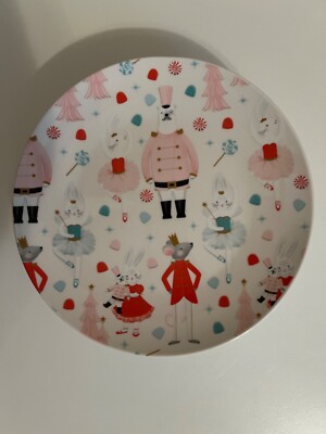 Elum Nutcracker Pink Pastel Appetizer Plate 7.5  Set of 4 NEW