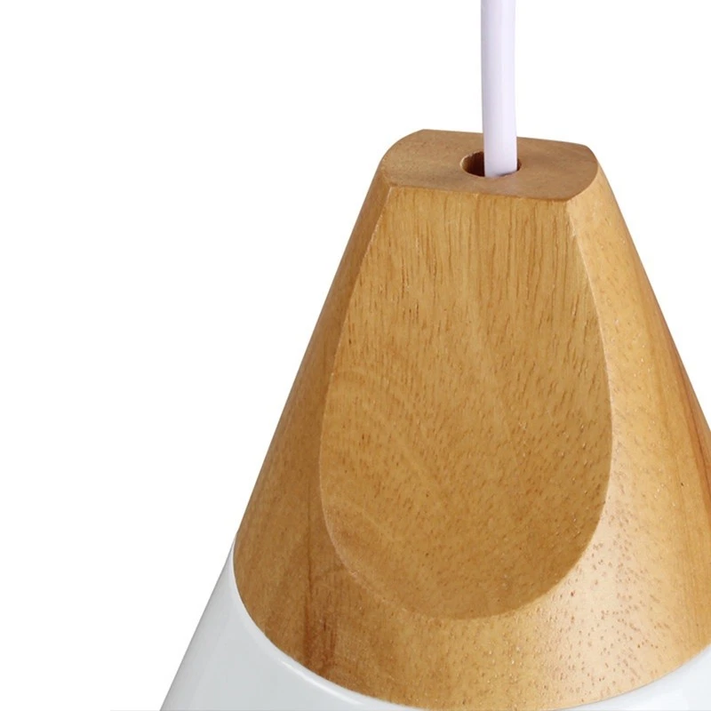 3X Kitchen Pendant Light Wood Lamp Living Room Ceiling Light White Chandeliers - Image 4 of 4