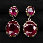 Elegant Blood Red Ruby & Rubellite 27.70Ct 925 Sterling Silver Handmade Earrings