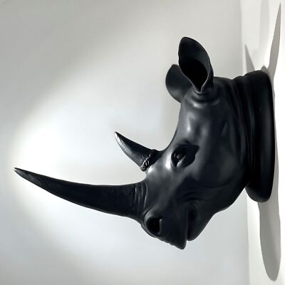 YL Crafts-Resin Rhino Head Sculpture Animal Wall Decor Art, 14 by 10.8 by 6.8...