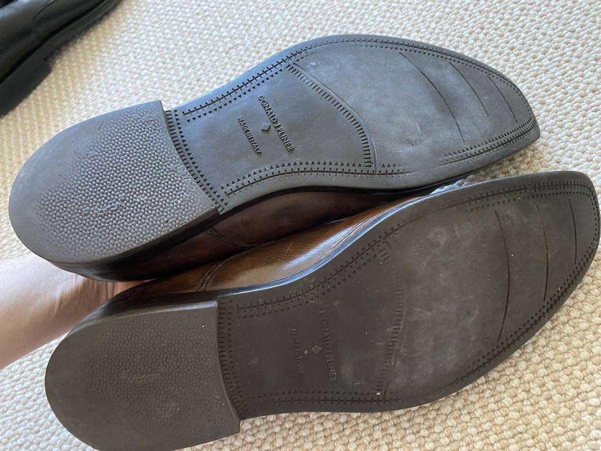 Donald J Pliner Mens Medium Brown Leather Buckle Dress Shoes 