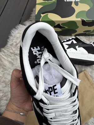 BAPE Sta Leather Calf Hair | Black White | UK7.5 UK8 UK10 A