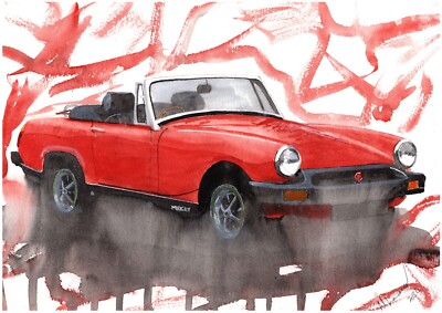 Gemälde eines MG Midget Limited Edition Druck MG Geschenk