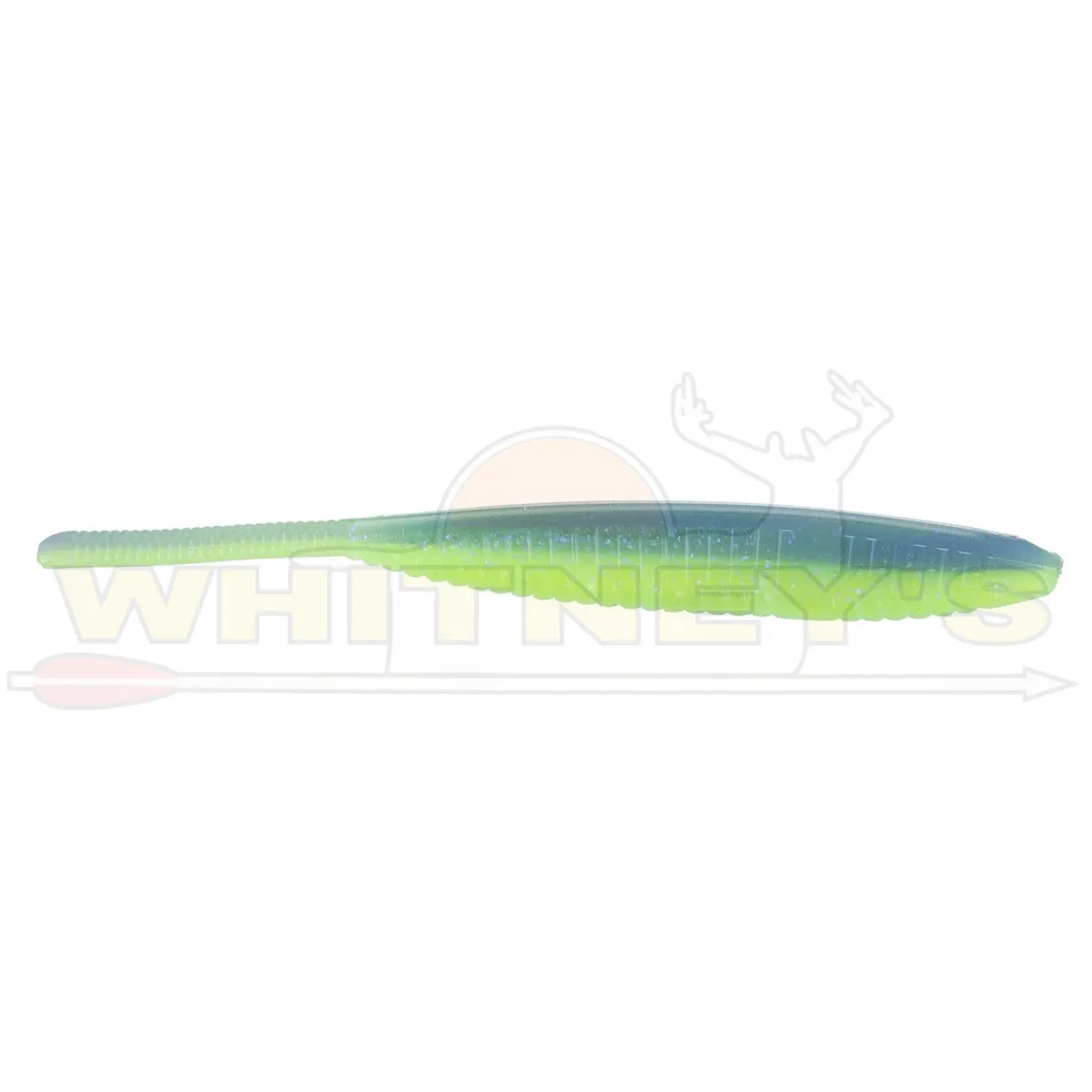 Yamamoto Baits Shad Shape Worm - Chartreuse/Electric Blue - 4 -  YAM-68L-10-9007