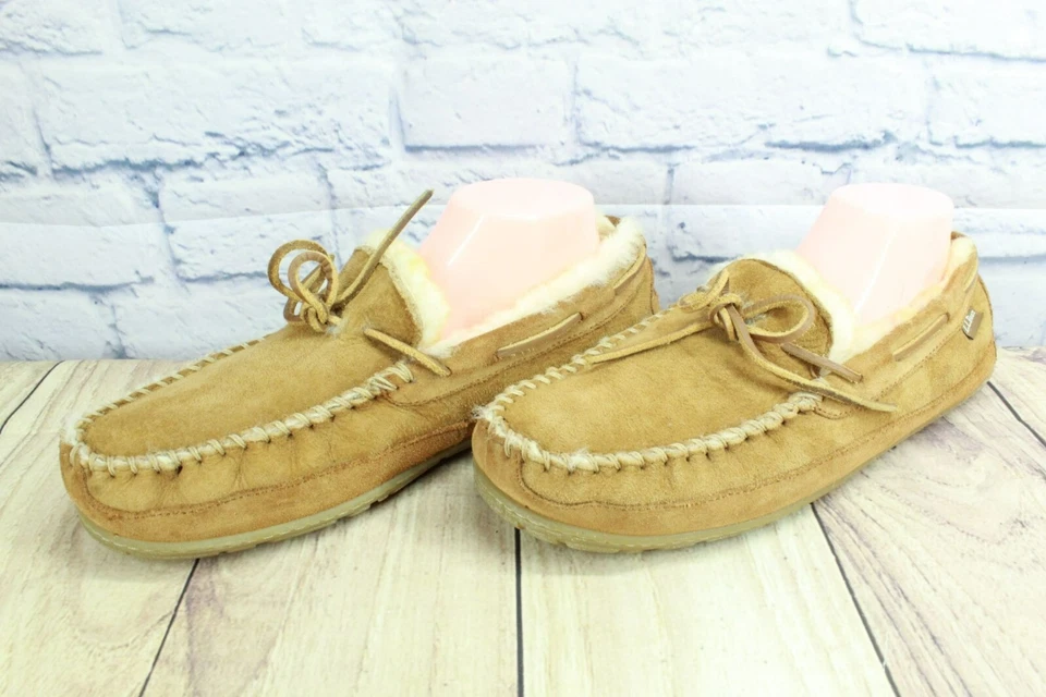 *LL Bean Para hombres Marrón Gamuza Malvado Buen Forrado de Piel de Oveja Zapatillas Talla 12.5 Pulgadas Foto 2 de 4