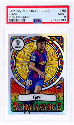 貴重　2021-22 Topps Merlin Renaissance マウント 2021 Merlin UEFA Champions League Gavi Renaissance #R8 PSA 9