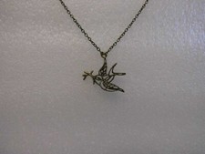 Friedenstaube mit Zweig Halskette Anhänger gold- farbig Tiere 40 cm