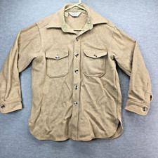 Vintage 1960s Woolrich Men's LARGE Wool Shirt/Jacket Ivory Beige White