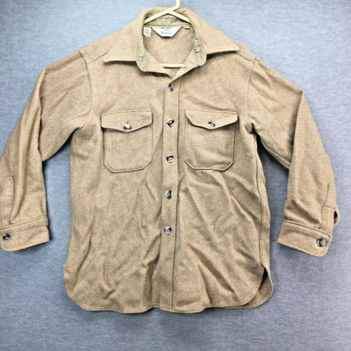 Vintage 1960s Woolrich Men's LARGE Wool Shirt/Jacket Ivory Beige White