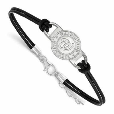 SS Washington Nationals schwarzes Lederarmband 7 Zoll mit Verlängerung