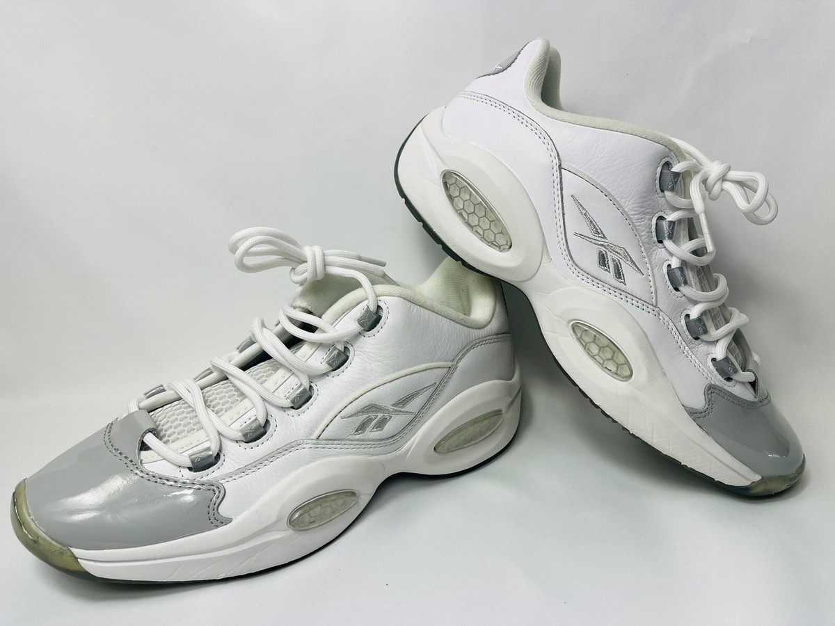USED Reebok Question Low Mens 13 White Grey GZ0366 Allen Iverson Basketball Reebok Question Low • Allen Iverson | White • Grey Patent  main image 4