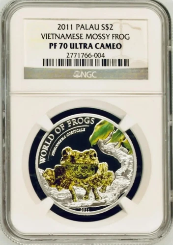 2011 Vietnamese Mossy Frog RARE 1k Minted, 3 Exist! PALAU WORLD FROGS MS70 NGC