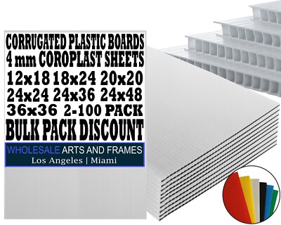 4mm Corrugated White Plastic Sheets 18x24 24x36 24x48 36x36 Coroplast Sign SALE