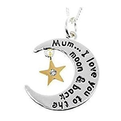Equilibrium Silver Plated Moon Star Message Necklace Mum