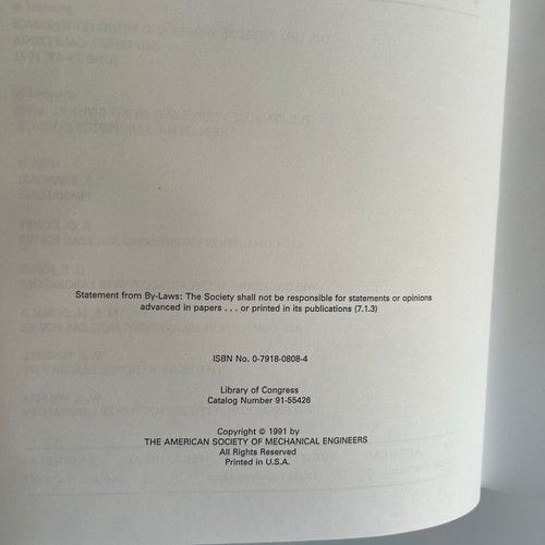 Pressure Vessel Integrity 1991 ASME PVP Vol 213 MPC Vol 32 Bhandari Engineering - Picture 5 of 6
