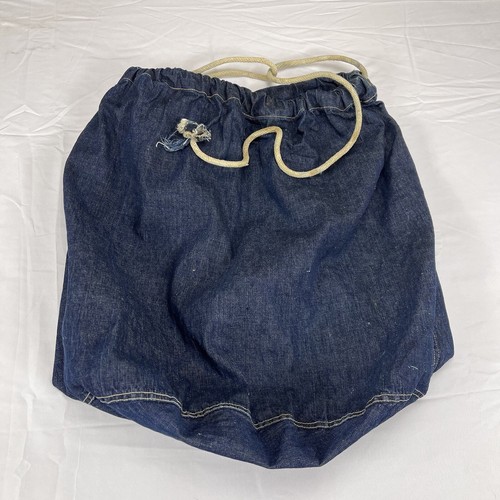 30s Vintage Antique Indigo Denim Garment Laundry Bag Drawstring CCC Army WW2 War - Picture 2 of 11