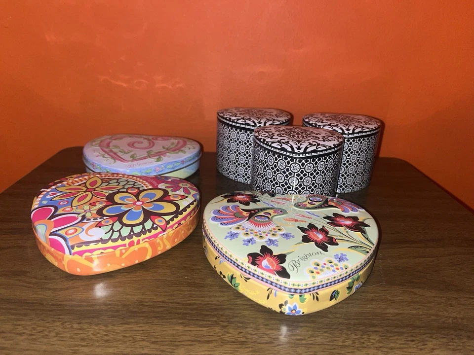 Lote de 6 cajas Brighton caja metal lata vacía multicolor • latas collar reloj Foto 3 de 4