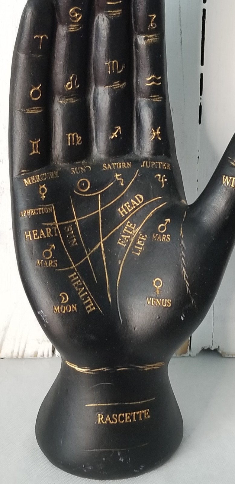 Hand Figure Tabletop Figurine Palmistry Black Gold 