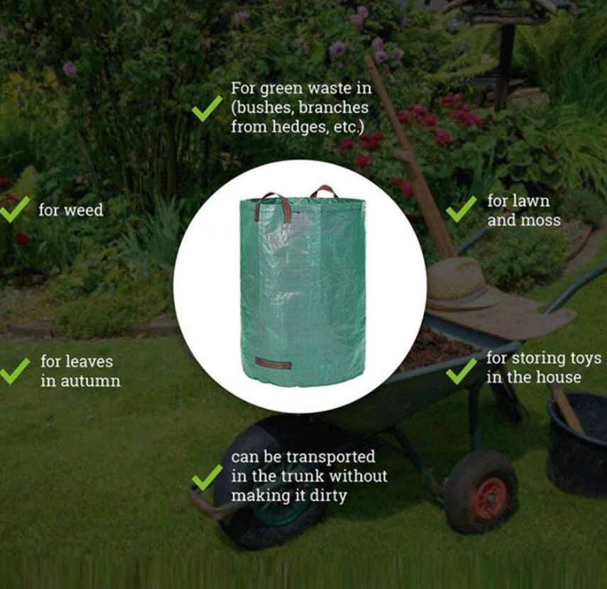 1-3Pack 72 Gallon Garden Leaf Bags Reusable Yard Lawn Waste Bag 4 Strong Handles - Image 3 of 4