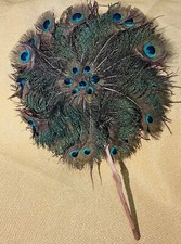 EVENTAIL ANCIEN PLUMES DE PAONS vintage peacock fan