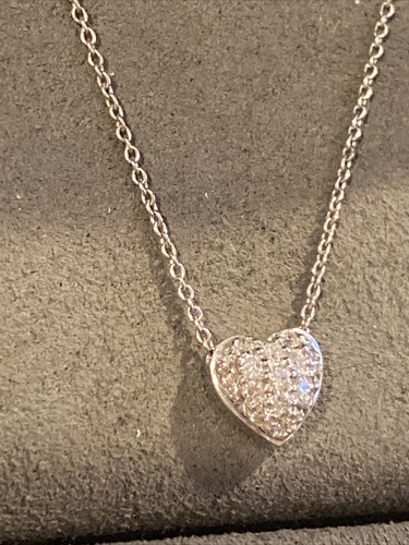 Roberto Coin AUTHENTIC 18K WHITE Gold Pave Diamond Heart 0.15ctw Necklace NWT - Picture 5 of 7