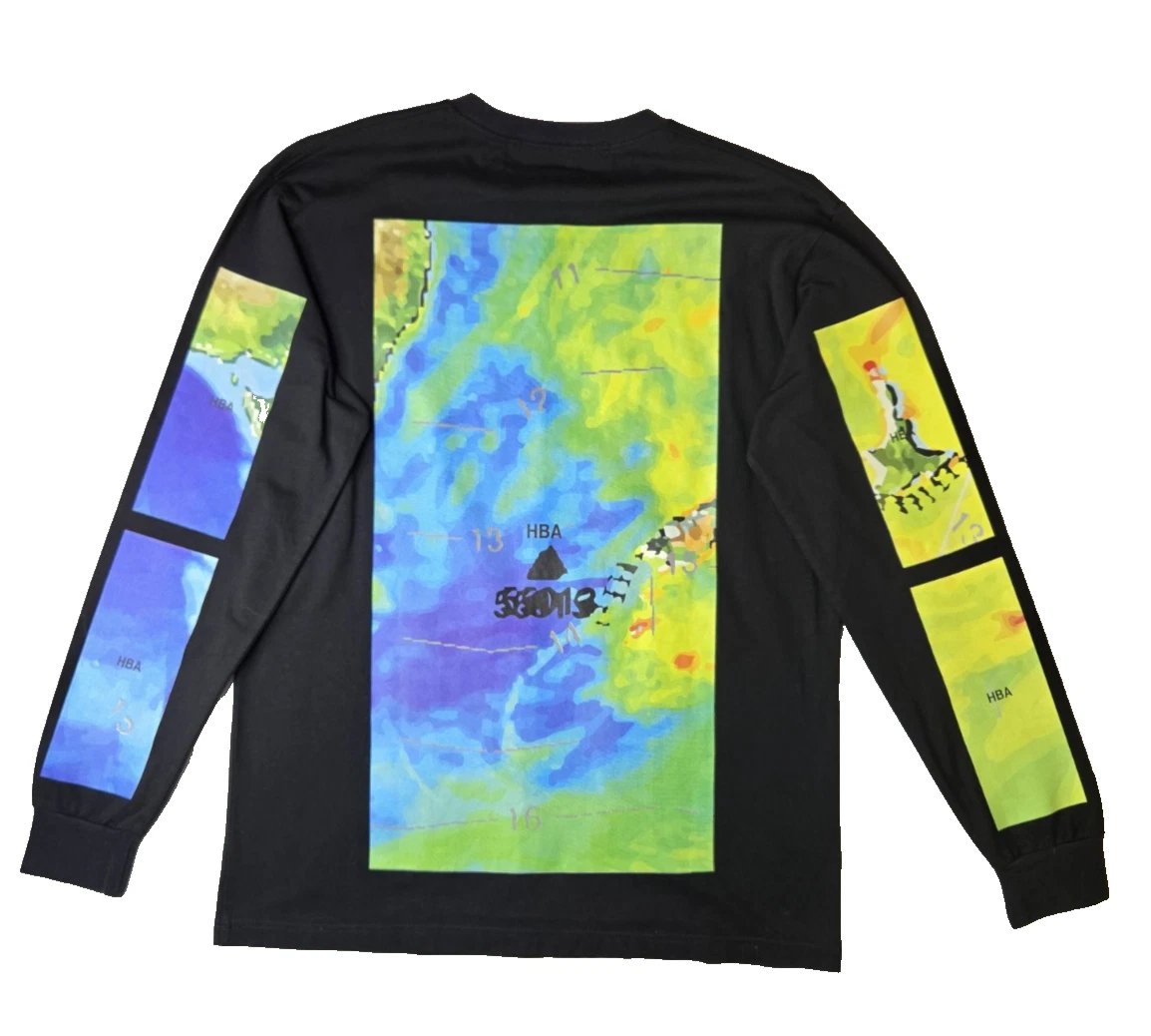 HBA (HOOD BY AIR) T shirt termica manica lunga Hood By Air HBA Shayne Oliver mappa meteo uomo XL