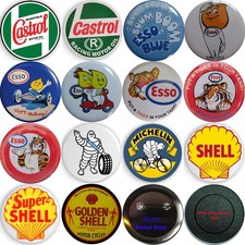 ESSO - Michelin - Castrol - Stickman,  50mm Fridge Magnets, Badges, Keyrings