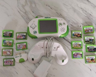 LeapFrog Leapster Explorer Handheld Learning System w/ Charger Dock & Dora Games