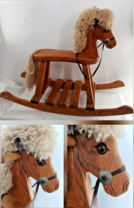 Beautiful Sweet Vintage Child's Wooden Rocking Horse 34" X 26" LOCAL PICK UP