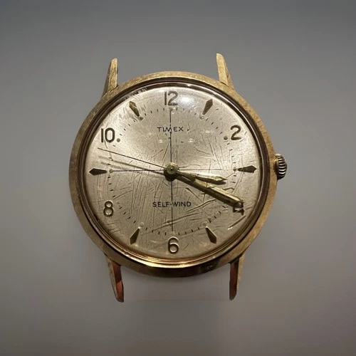 Vintage Timex Gold Tone Mens 1980s Mechanical self winding Watch Retro