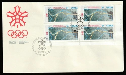 Canada #1077, 1988 Olympic Winter Games, LR PB, First Day Cover, FDC 1986