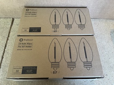 100 Pack Brightown C9 LED Bulbs 120V Pure White E17 Screw Strawberry Strip